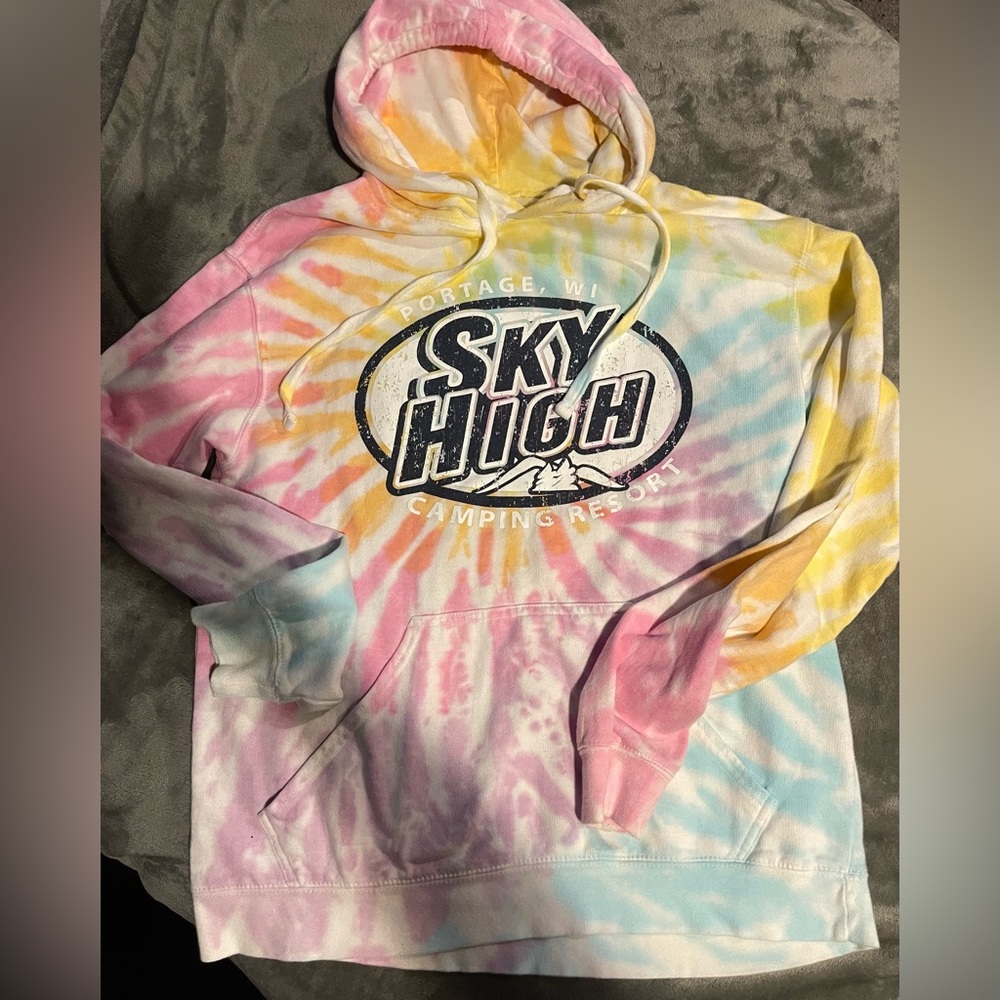 Fun unisex hoodie for Sky High camping resort.